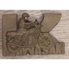 bBb Baron 6194 belt buckle Kawasaki Biker Brass 1980 Size~80x55mm VGC Damaged