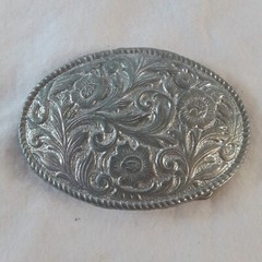 Antique Vintage Silver Western Flower Cowgirl Oval Belt Buckle