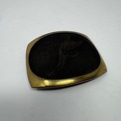 Vintage 1978 Steven L Knight Sculpture Pheasant Solid Bronze Belt Buckle