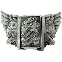 Eagle Head and Wings Refillable Flip Top Lighter in a Belt Buckle Combo