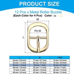 12Pcs 0.7&Prime; Single Prong Metal Roller Pin Belt Buckles Black/Silver/Light Gold