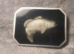 Vintage Bill Callahan Signed Bass Buckle Belt Wildlife in Pewter.