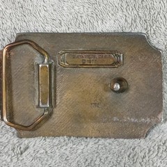 Indiana Metal Craft Belt Buckle Mens OS Burgundy Eagle 1970s Brass Gun Rights