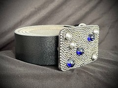 “Galaxy” Industrial Gothic Blue Stone Belt Buckle OOAK Darren McNeese