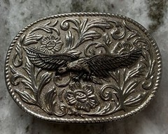 🦅Silver Tone American Eagle Ornate Heavy Duty Metal Belt Buckle L4 Vintage