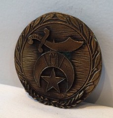 Vintage Bronze 2-3/8&Prime; Round Sword Moon Star Designed Belt Buckle EUC