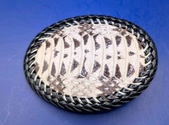 Water Snake Back Cut Snakeskin Hand laced Belt Buckle made in USA