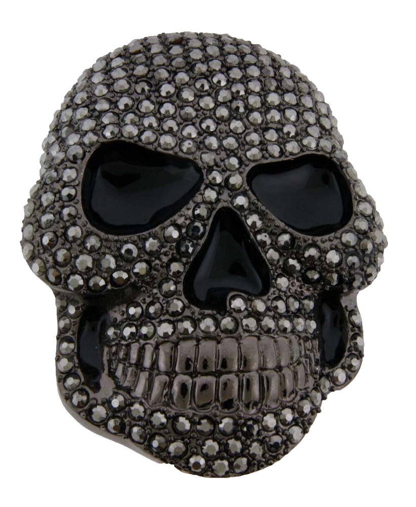 Vintage Skull Belt Buckle Men Pirate Halloween Skeleton Cosplay Bling Gunmetal
