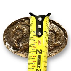 VTG Brass Dragon Belt Buckle A Dezy Denver Oval Relief Mystical USA Collectible