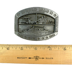 Vintage World War II 50th Anniversary Belt Buckle 1941 1991 532/10000