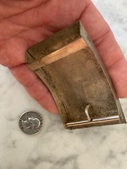 VTG ALPACA SILVER BELT BUCKLE ABALONE SHELL INSET ENGRAVED ARCHED SIGN