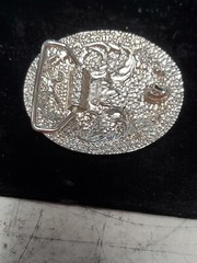 SILVER RED & BLUE TORQUIOSE BELT BACKLE EAGLE S.S.I. NICE!