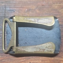 Men&rsquo;s Gold Tone Engraved Scenic Asian Landscape Clamp Belt Buckle 1.5&Prime;