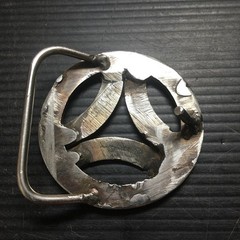 Vintage 1960s Bill Smith Borromean Rings Minimalist Silver Belt Buckle 2.325&Prime;D