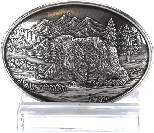 Nocona OVAL ANTIQUE SCROLL Grizzly Bear BUCKLE Belt Buckle 37045