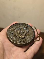 VTG 1970&rsquo;S NATIVE AMERICAN INDIANA METAL CRAFT INDIAN CHIEF WESTERN BELT BUCKLE