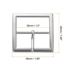 1.5&Prime; Single Prong Belt Buckle Square Center Bar Buckles for Belt Silver