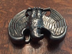 Vintage 80s AVON Perched Eagle Thick Metal Belt Buckle