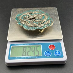 Chinese dragon shape amazing vintage silver plated brass belt buckle