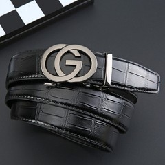 Men&rsquo;s-GO-Belt-Leather-Bamboo Design-Auto Buckle- Avail in Gold, Silver and Gray