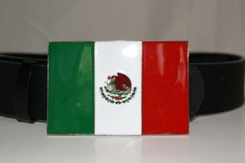 Mexican Mexico Viva Flag Belt Buckle
