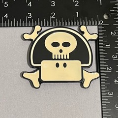Skull Crossbones Belt Buckle Black Cream Enamel Metal Pirate Western Novelty
