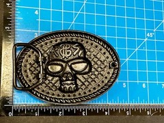 Skull With $ Dollar Sign Halloween Black & Silver Color Gothic Vibe Belt Buckle