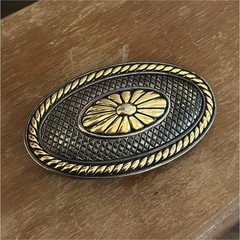 Men&rsquo;s Western Oval Floral Belt Buckle Gold & Silver Tone Metal