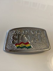 2006 Bob Marley with Flag Belt Buckle for 1.5&Prime; Belt 3.75&Prime; x 2.5&Prime; Arched Front