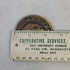 Mid America Trucking Show Brass Belt Buckle VTG Round 18 Wheeler Hard To Find