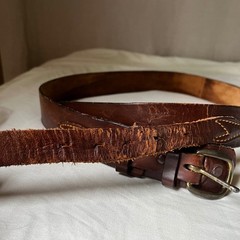 Vintage Brown Leather Ranger Belt Brass Buckle Western Distressed 1.75&Prime; 38-42