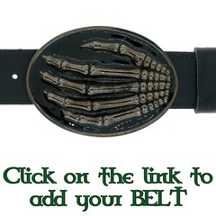 Skeleton Hand Belt Buckle Chrome Enamel Gothic Biker Bones Pagan