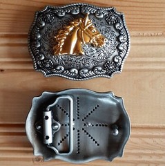 Horse Western Gold & Metal Belt Buckle (Choice Designs)