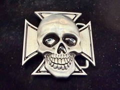 Skull Head Celtic Iron Cross Cutout Gothic Punk Biker 3D Dimensional Belt Buckle