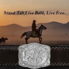 Western Belt Buckles for Men Cowboy Belt Buckle American Patriotic Buffalo Belt
