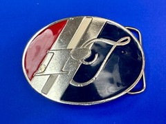 RF RT Company Logo? Vintage Red White & Blue Oval Vintage Belt Buckle