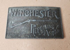 Vintage Winchester Repeating Arms New Haven Brass Belt Buckle Lewis of Chicago