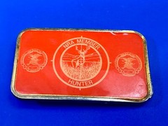 Nra Member Hunter – Rare Orange & Bass Color Gun Rights Collectors Belt Buckle