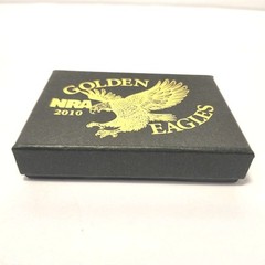 NRA Belt Buckle Golden Eagle 2010 Gold with Blue Background New in Original Box