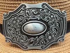 Classic Vintage Western Cowboy Antiqued Silver Floral Belt Buckle