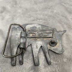 Vintage Ecological Chemical Co Pig Belt Buckle Pewter Tone Animal Freeport NY