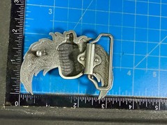 Retro Microphone Flying Mic & Wings Rock Music Silver Color Cutout Belt Buckle