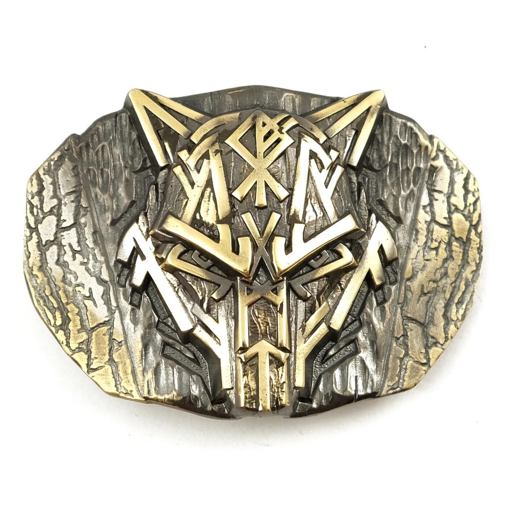 Runic Wolf Belt buckle, Scandinavian Old Norse Celtic wild animal werewolf