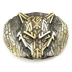 Runic Wolf Belt buckle, Scandinavian Old Norse Celtic wild animal werewolf