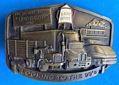 SAPP BROTHERS TRUCK STOP BELT BUCKLE KENWORTH MACK PETERBILT FREIGHTLINER MARMON