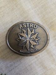 Vintage Hit Line Corporate Brass Belt Buckle ASTRO MUD INC Graham TX Read