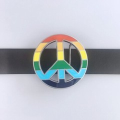 Vintage Style Peace Sign Rainbow Flag Belt Buckle Boucle de Ceinture