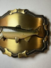 Rain-tree Vintage Fish Western Belt Buckle Gold Tone Metal 1977/1978
