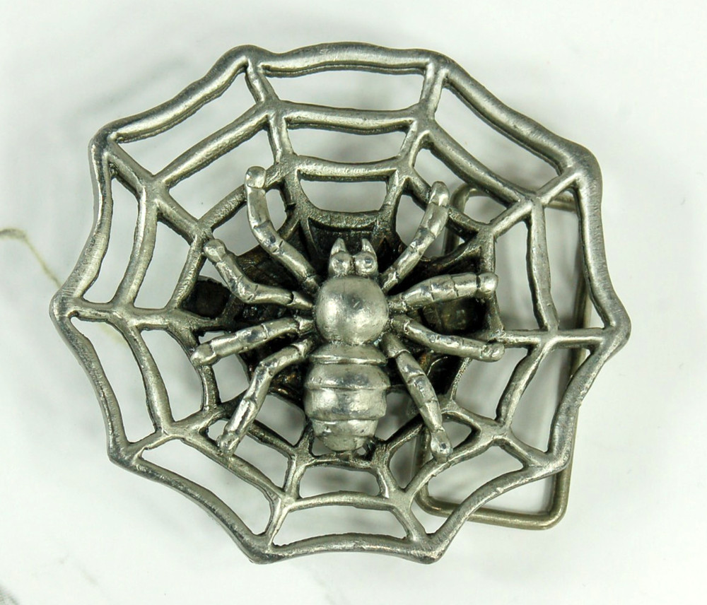 Spider and Web pewter belt buckle