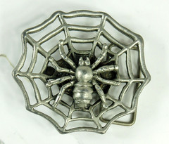 Spider and Web pewter belt buckle